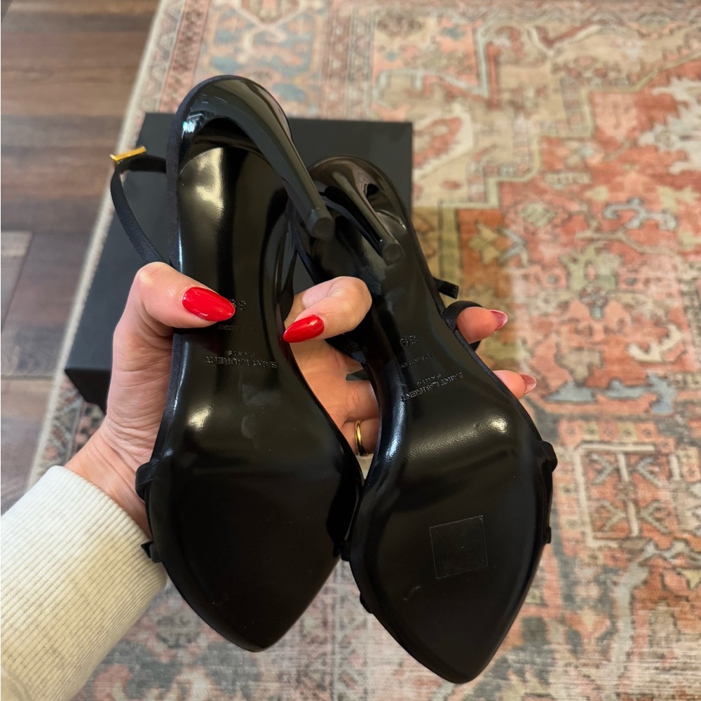 Saint Laurent Black Heels with Gold Accents - Picture 5 of 6